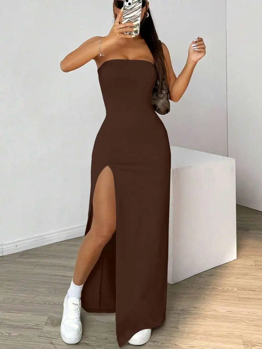 Vestido Longo Feminino com Fenda Elegante