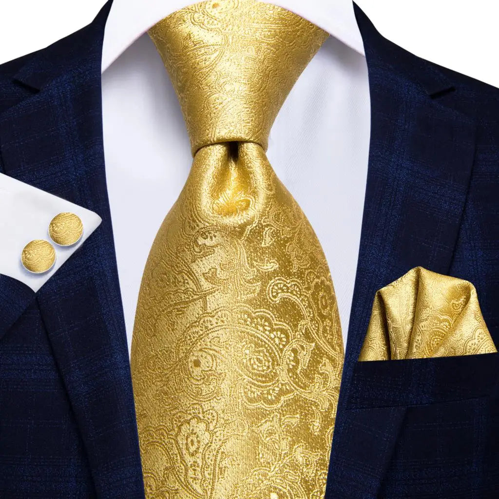 Gravata Masculina Social Moderna com Lenço e Abotoaduras