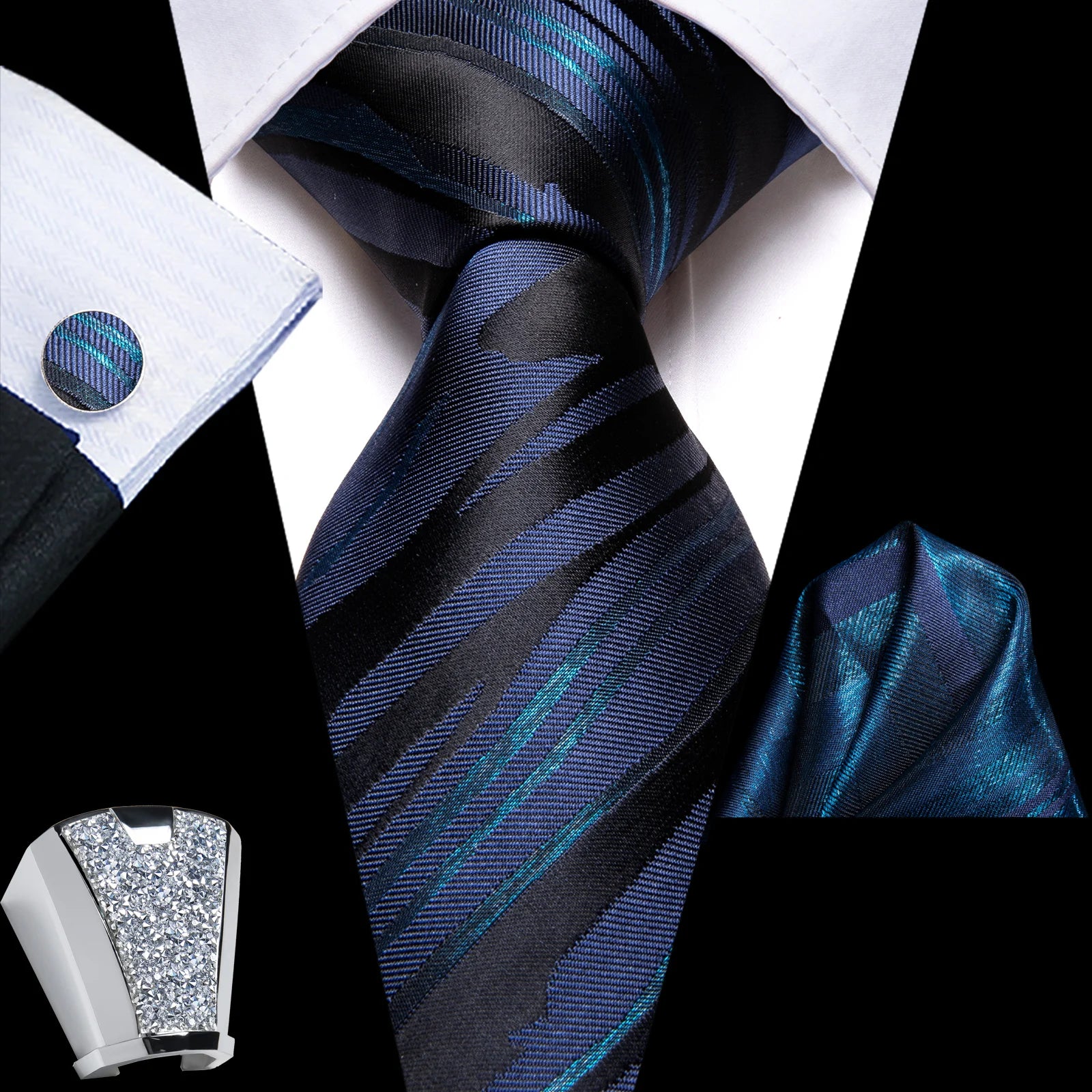 Gravata Masculina de Poliéster com Acessórios Design Exclusivo