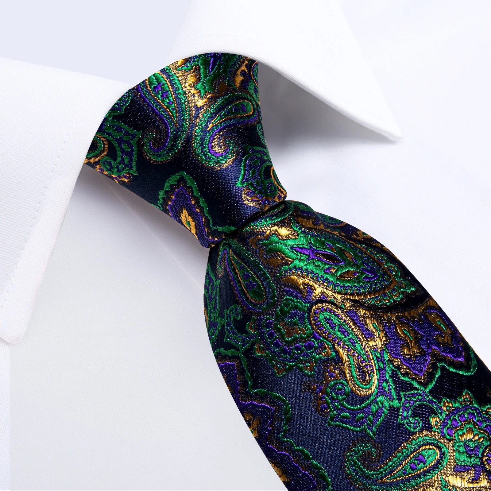 Conjunto de Gravata Masculina de Poliéster Verde Floral com Acessórios