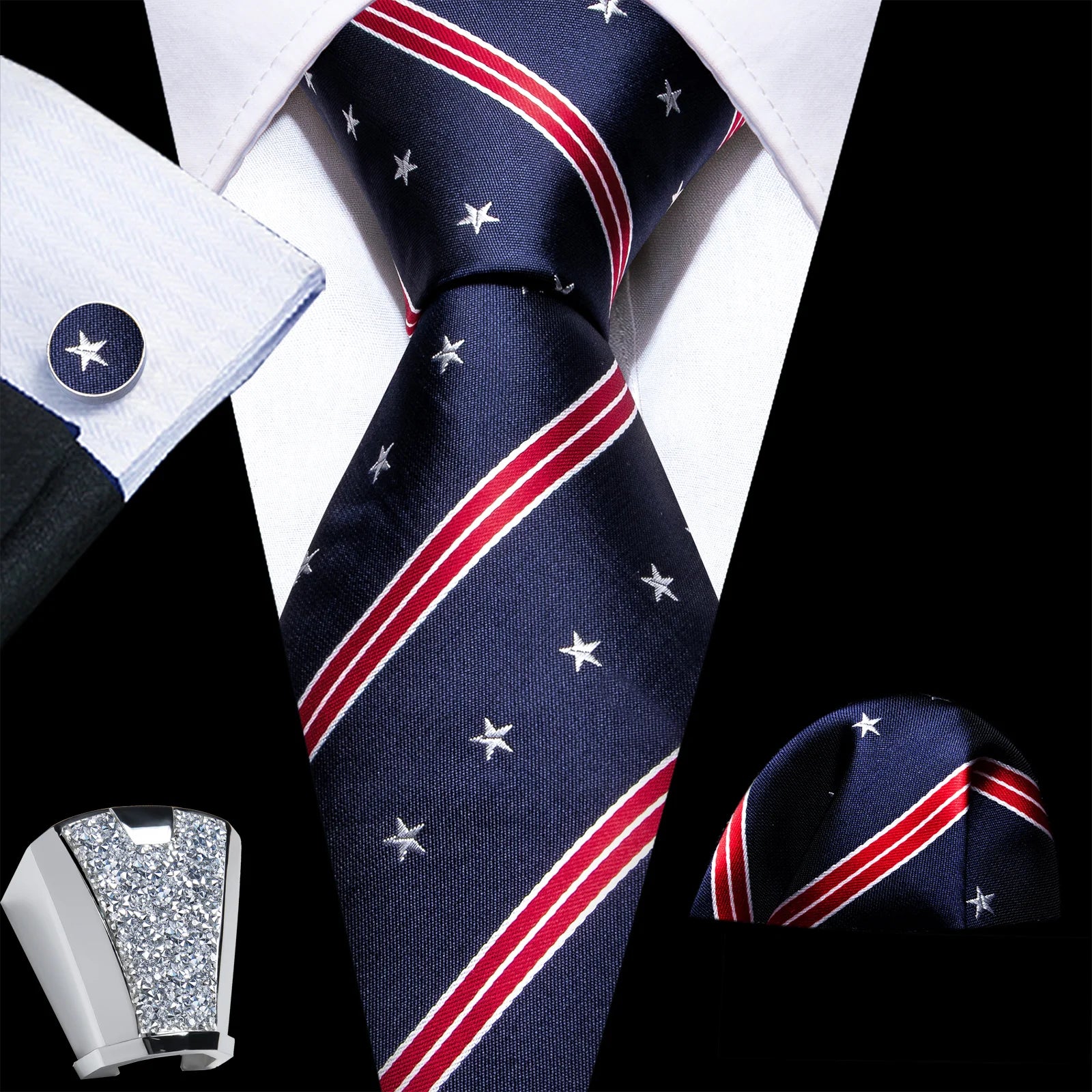 Gravata Masculina de Poliéster com Acessórios Design Exclusivo