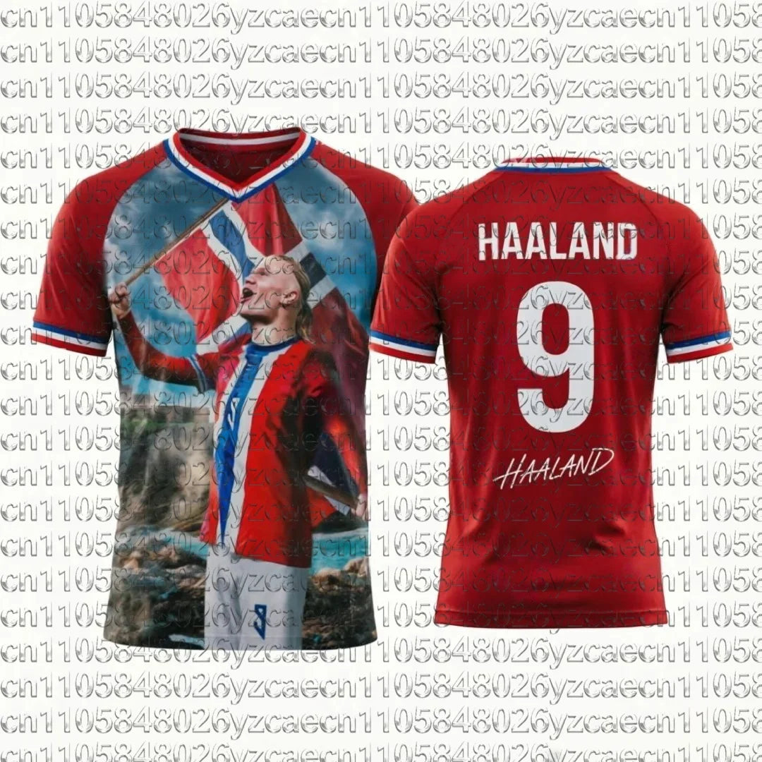 Camisa Masculina Esportiva T-Shirt Estrela de Futebol Halaand