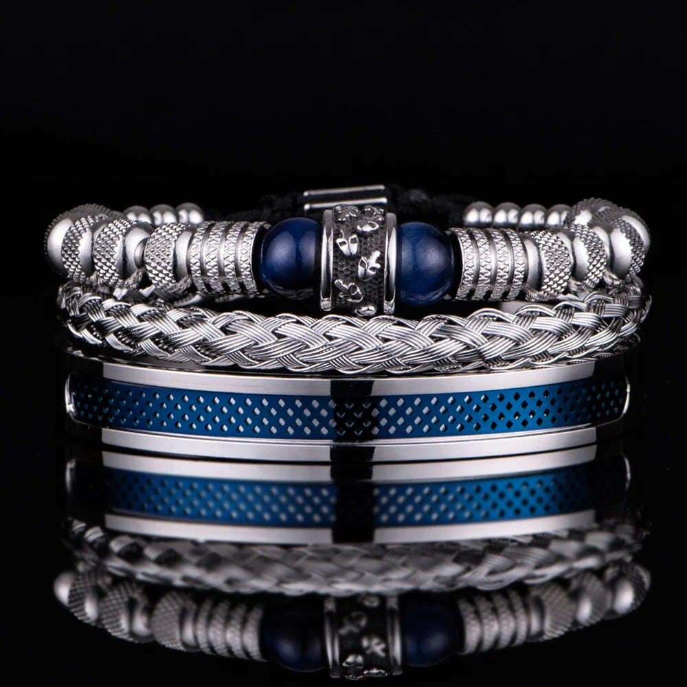 Conjunto de 3 Pulseiras Masculina Olho de Tigre