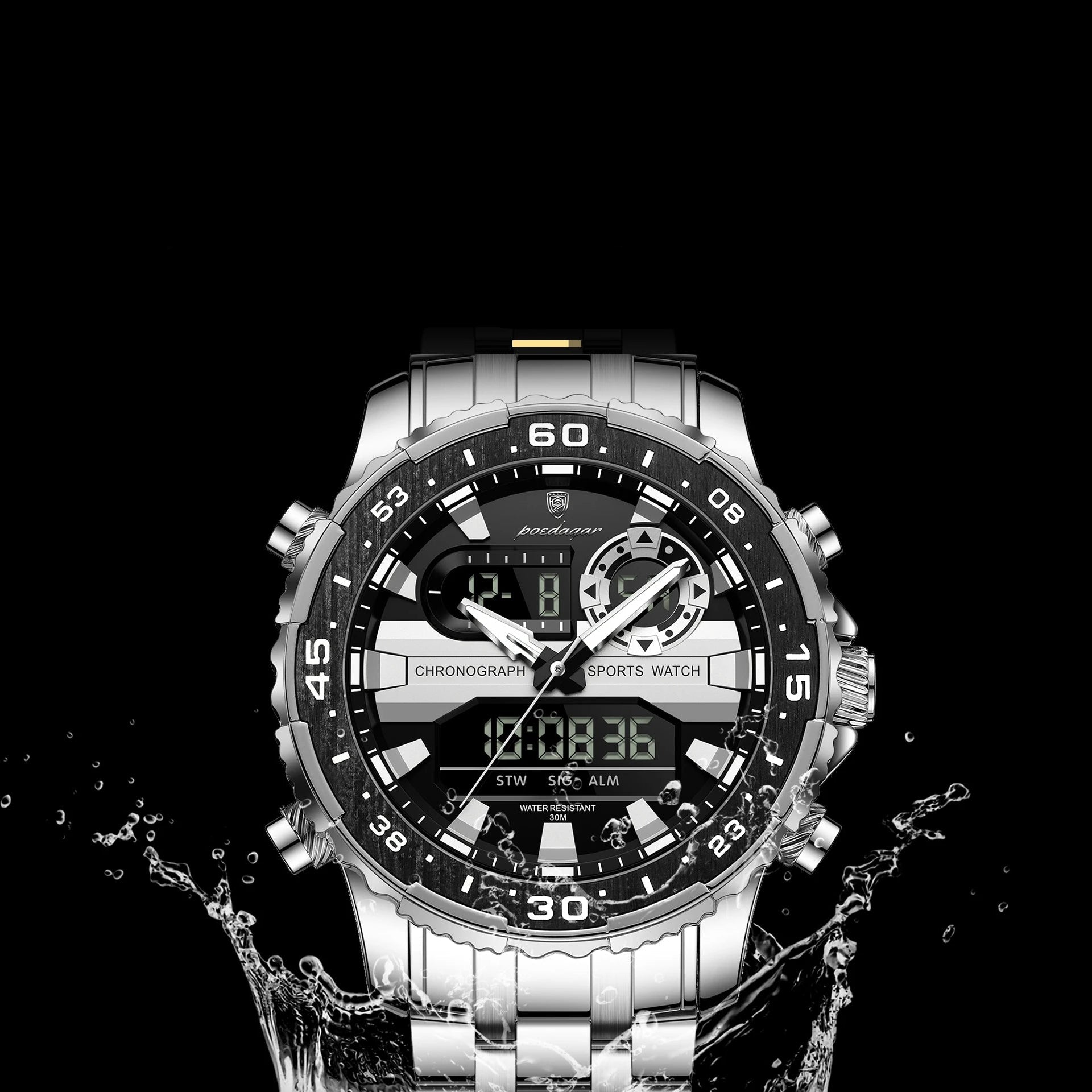 Relógio Masculino Militar Luminoso com Pulseira de Aço Inoxidável