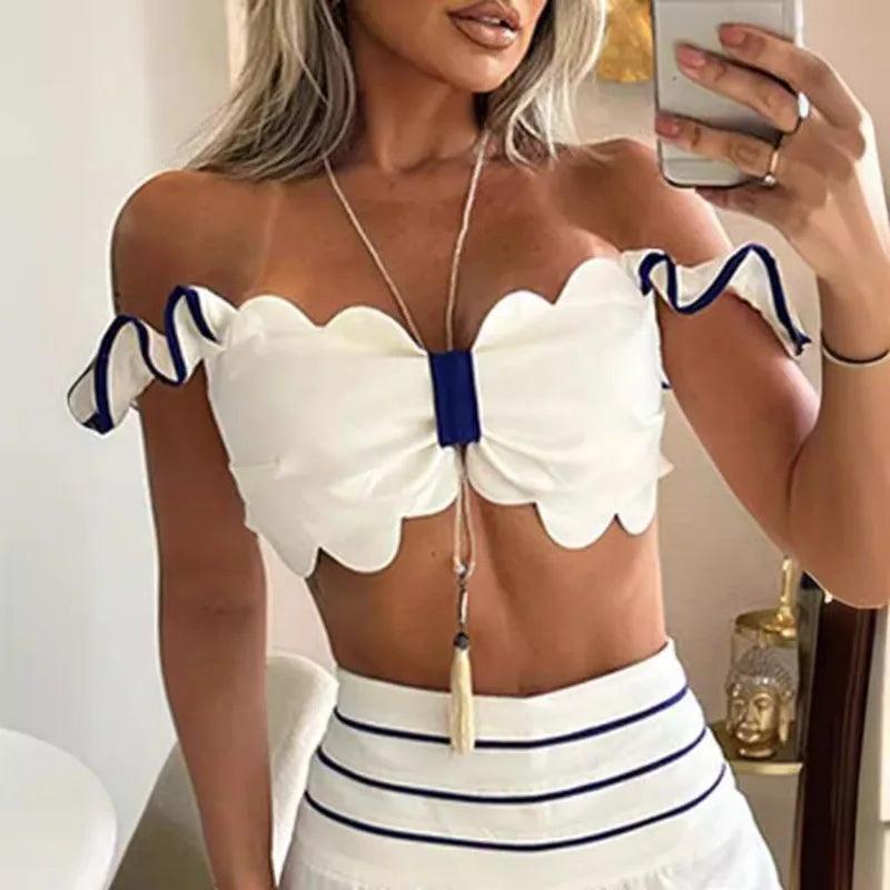 Conjunto Feminino de Renda e Calça Larga