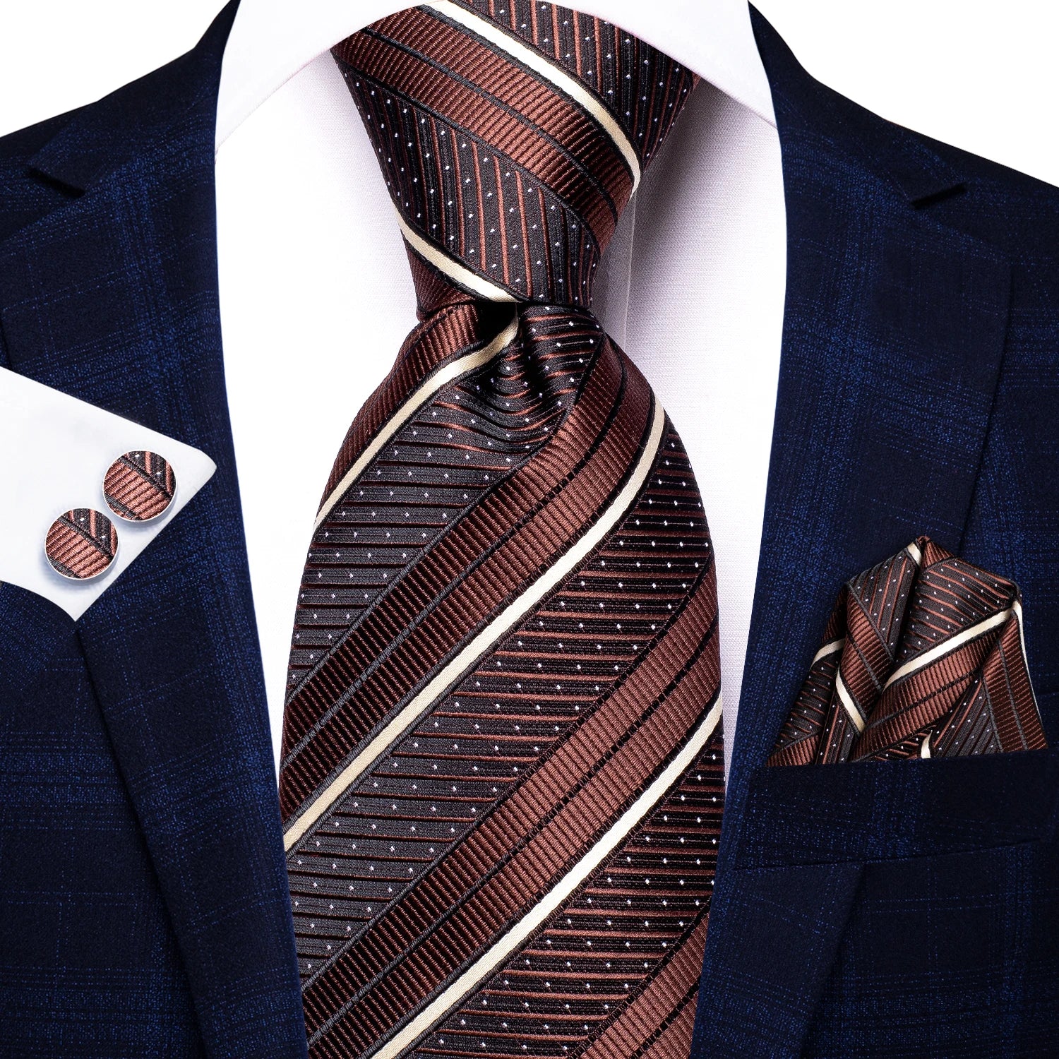 Gravata Masculina Listrada de Luxo com Acessórios