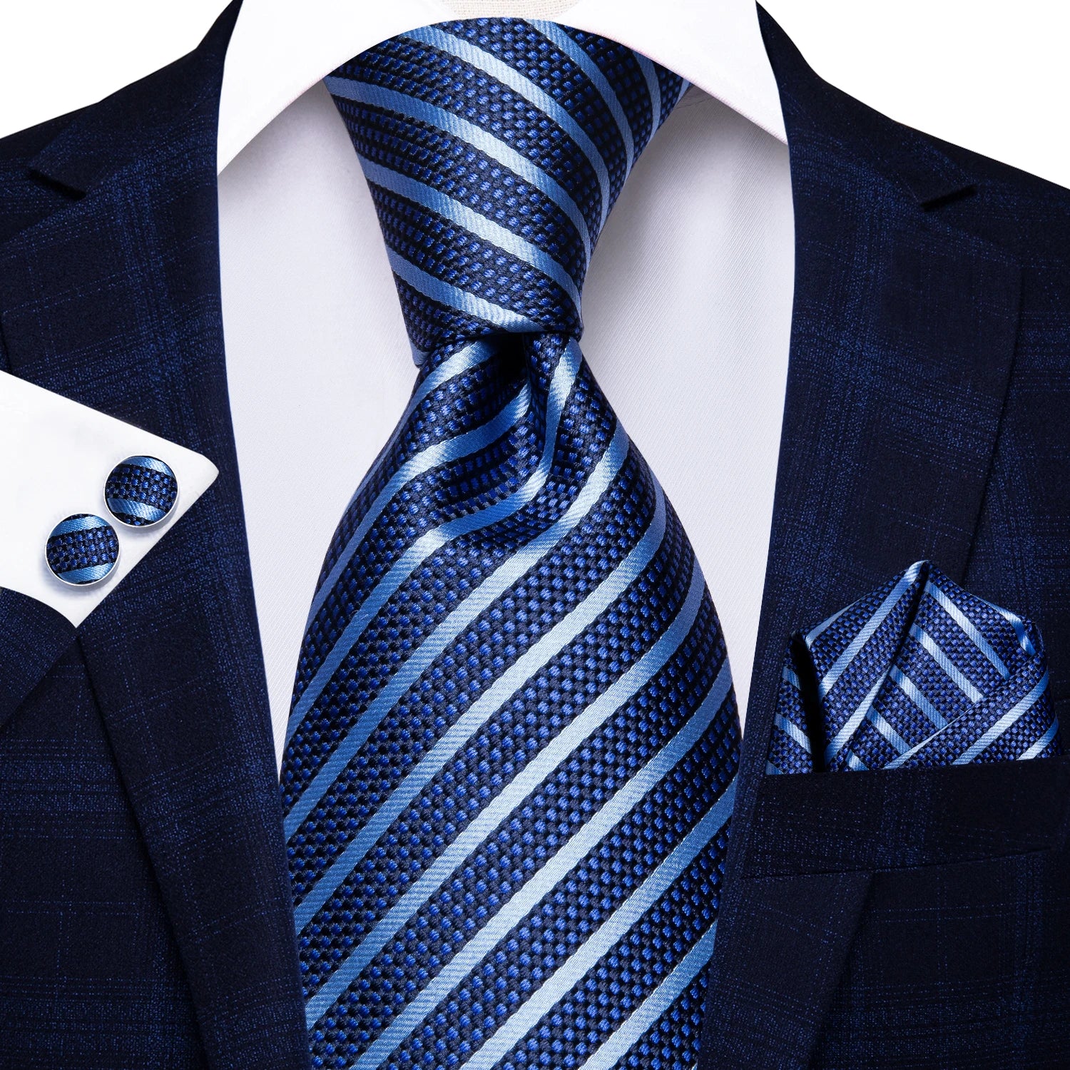Gravata Masculina Clássica Listrado com Acessórios