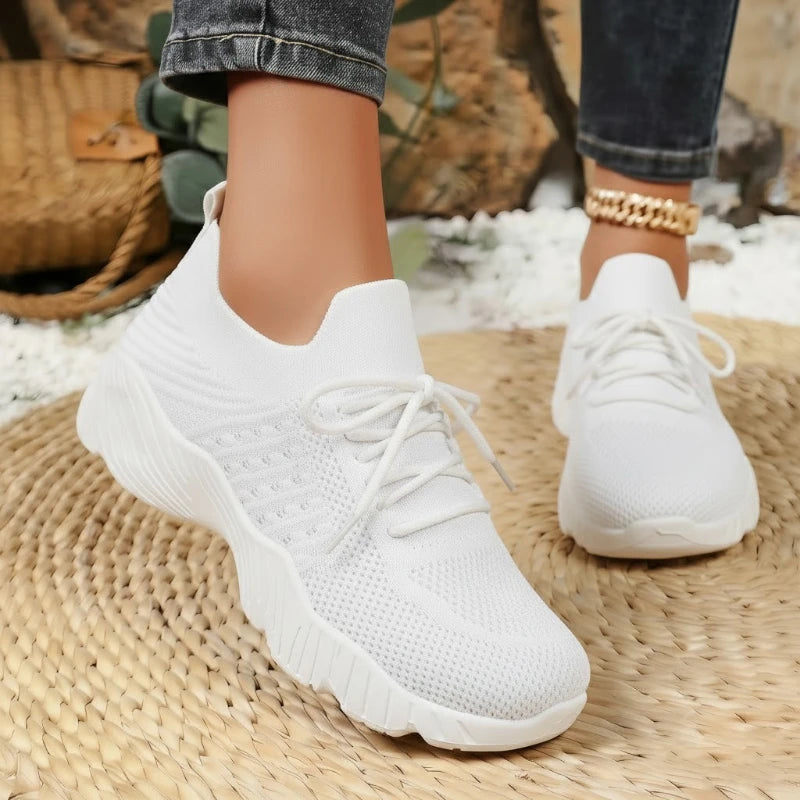 Tênis Feminino Casual Leve de Malha Respirável Antiderrapante