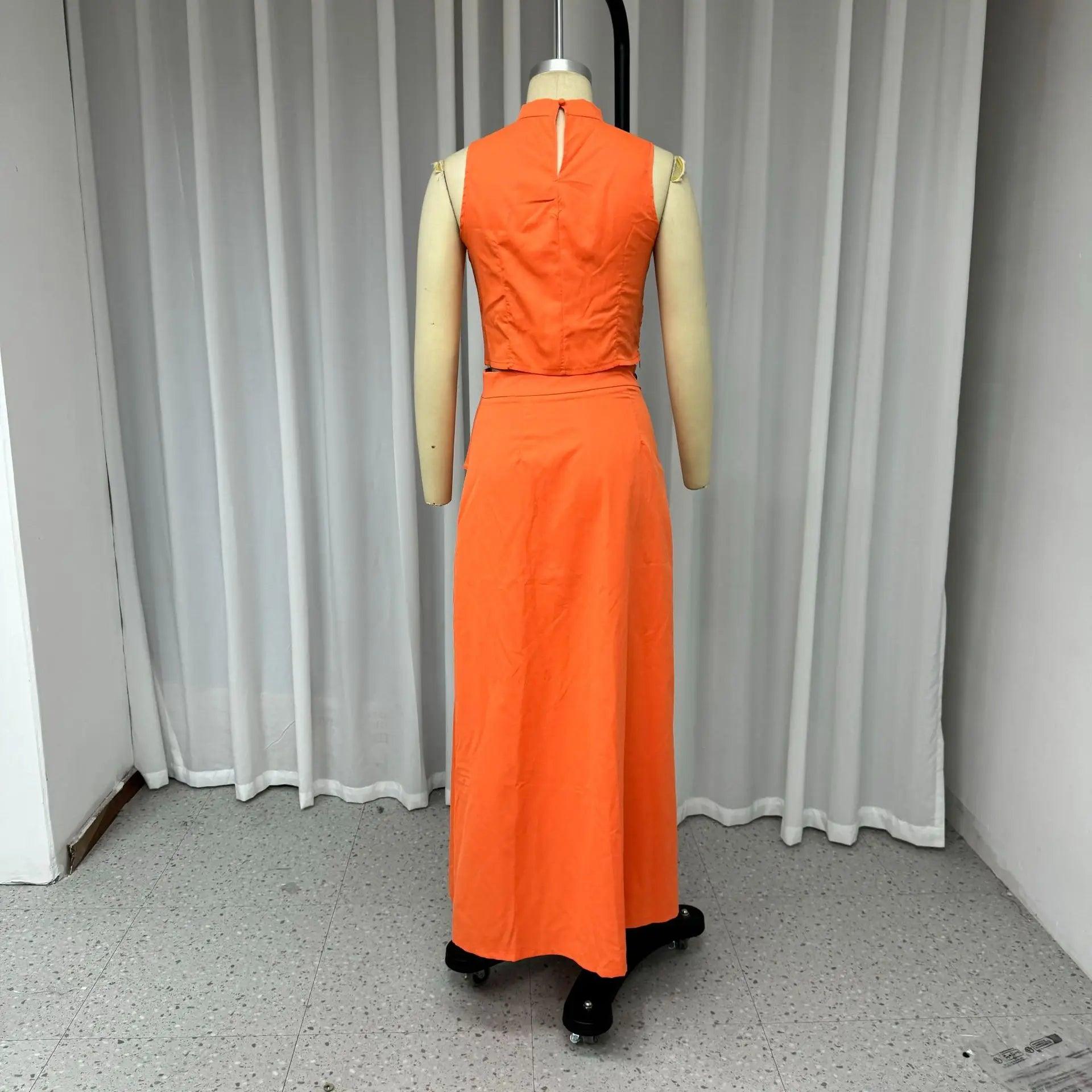 Conjunto Feminino Elegante de Saia e Top Sem Mangas