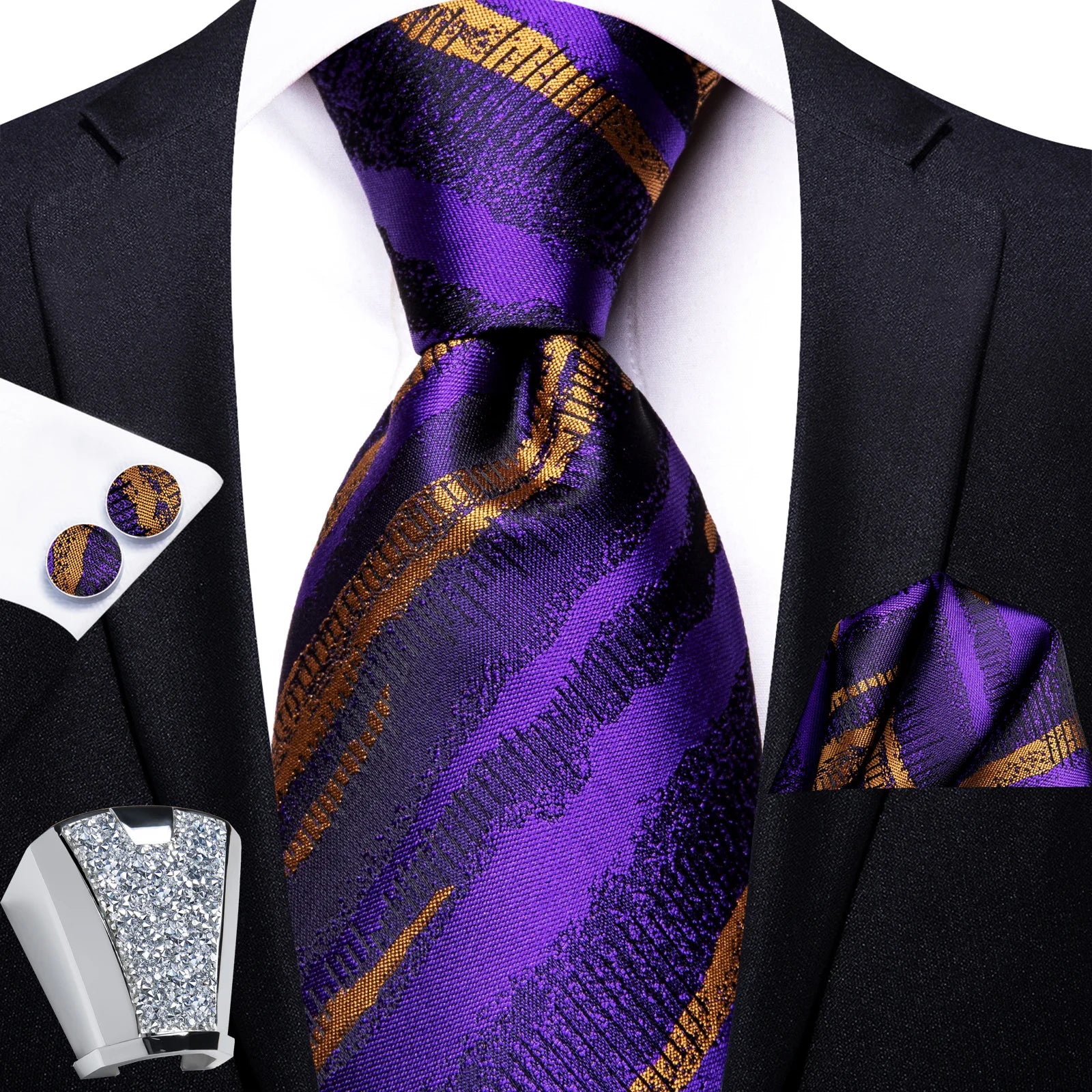 Gravata Masculina de Poliéster com Acessórios Design Exclusivo
