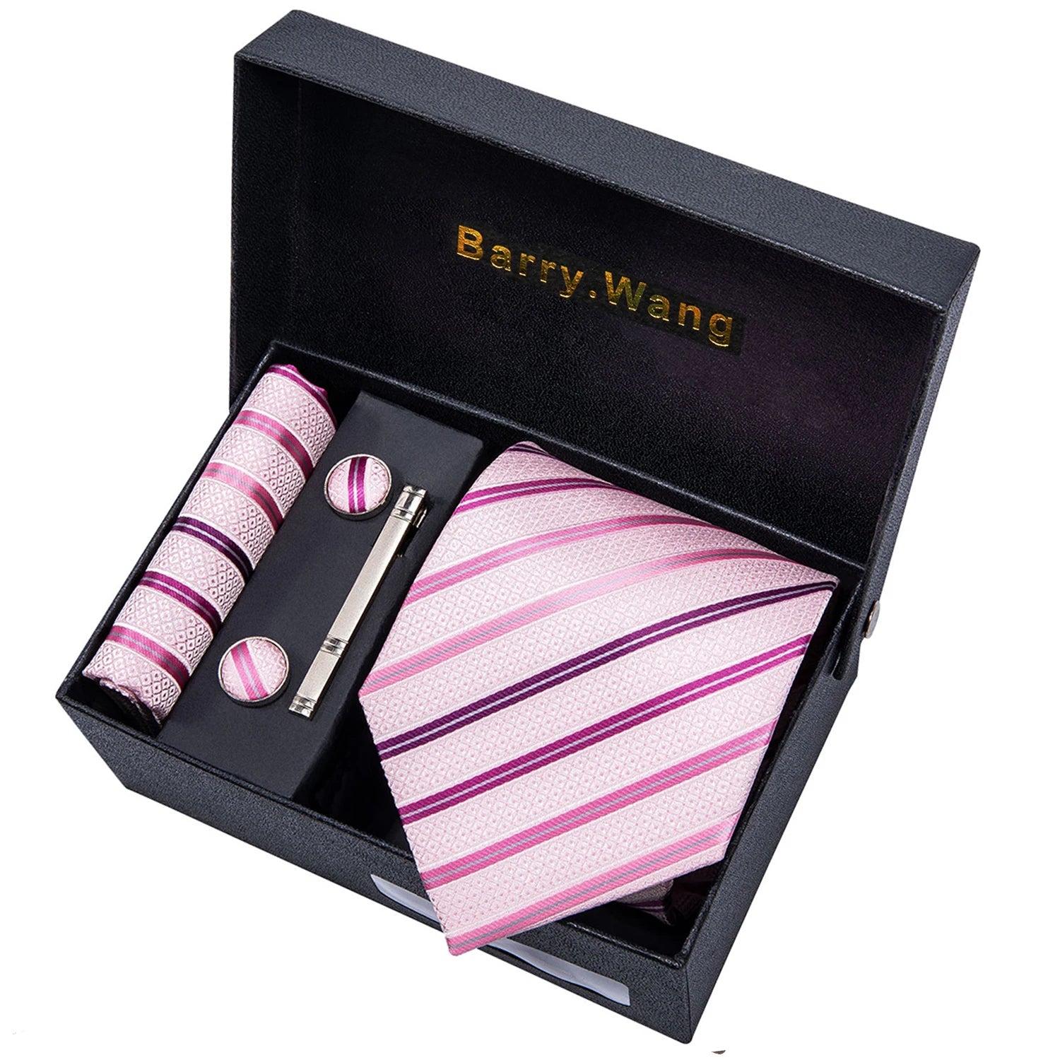 Conjunto Gravata Masculina Social Moderna com Lenço e Abotoaduras