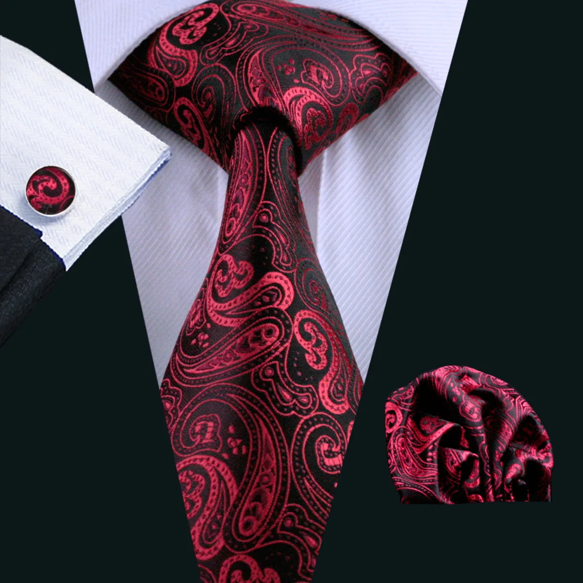 Kit Gravata Masculina Social Luxo com Design Elegante e Abotoaduras 8,5 cm