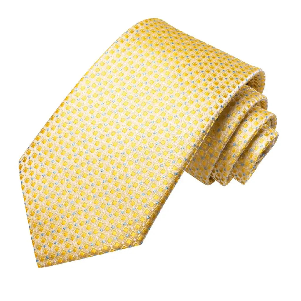 Gravata Masculina Clássica Amarela 8,5 cm com Acessórios by Loja Bruna Modas