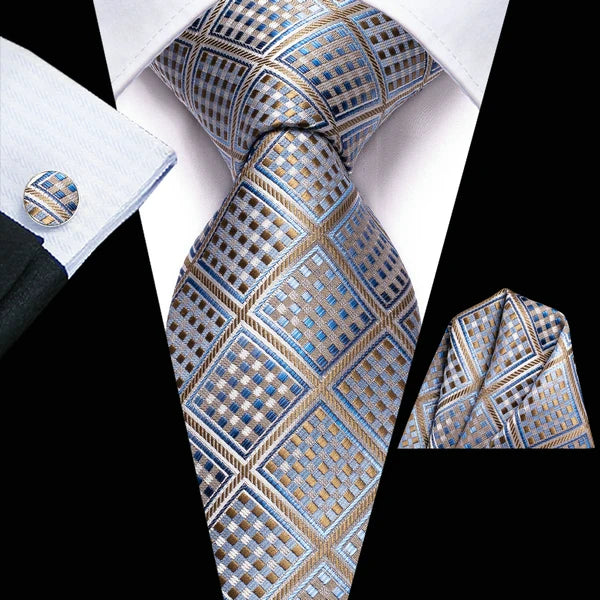 Gravata Masculina Clássico Xadrez com Acessórios by Loja Bruna Modas