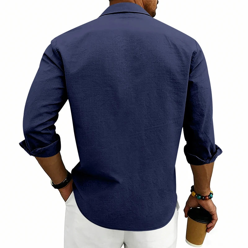 Camisa Masculina de Linho Listrada Rotalume