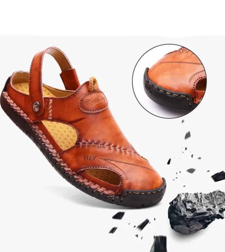 Sandália de Couro Masculina Premium GladiatorFlex™