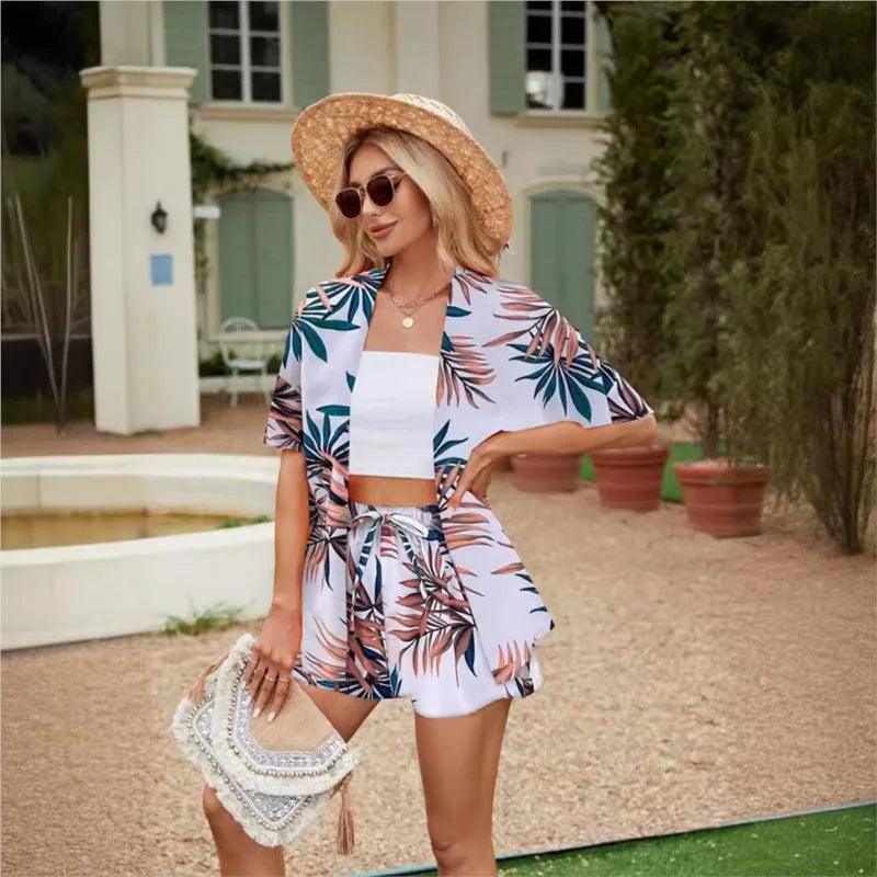 Conjunto Feminino de Verão com Estampa Floral - 2 Peças