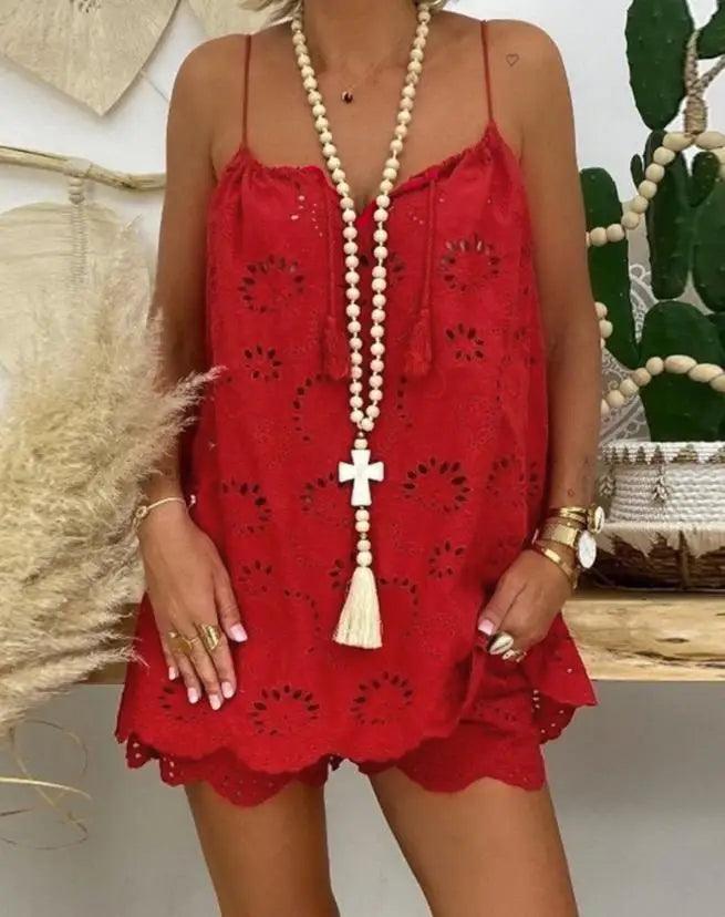 Conjunto Feminino Bordado Top e Shorts