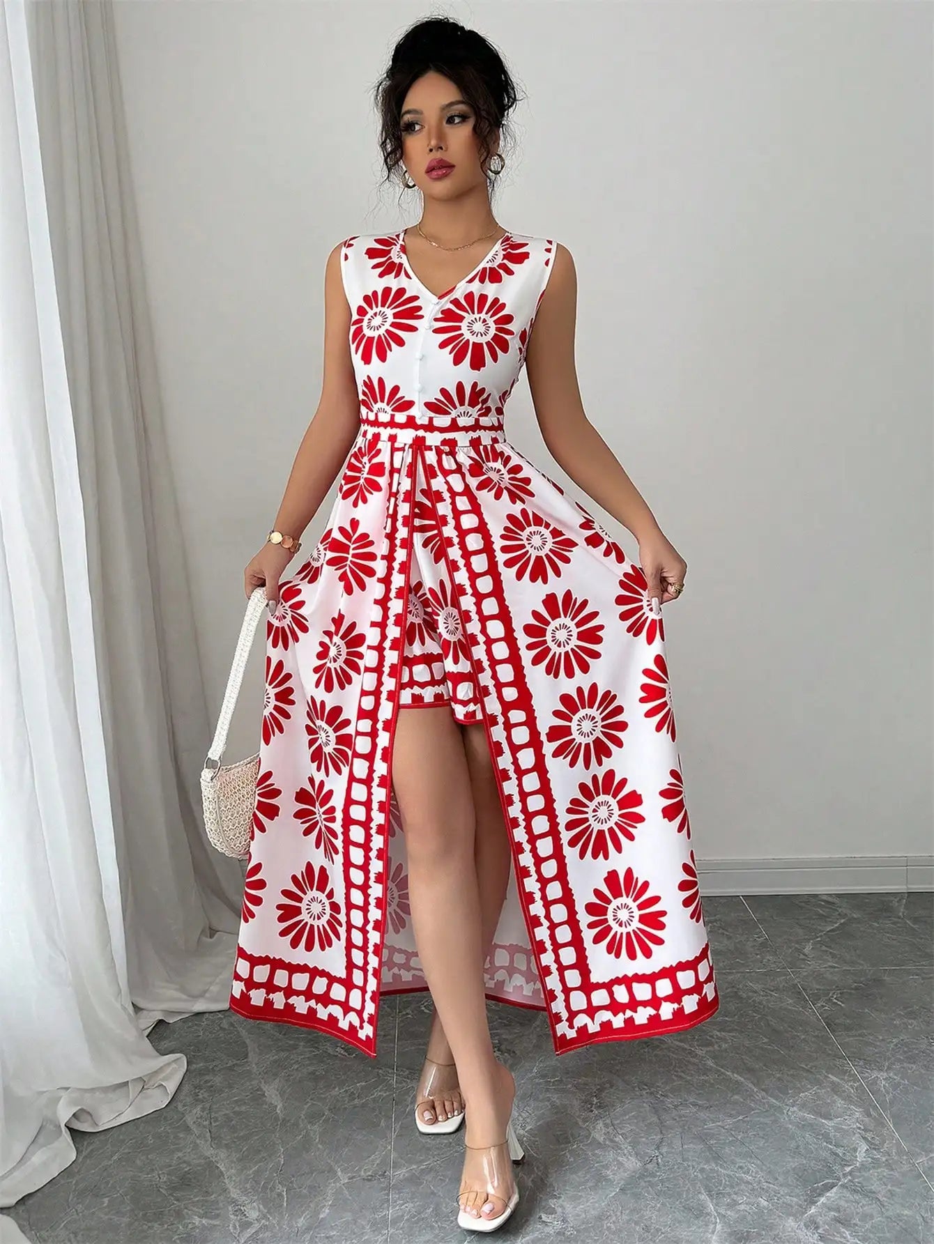 Macacão Feminino Retrô Estampado by Loja Bruna Modas