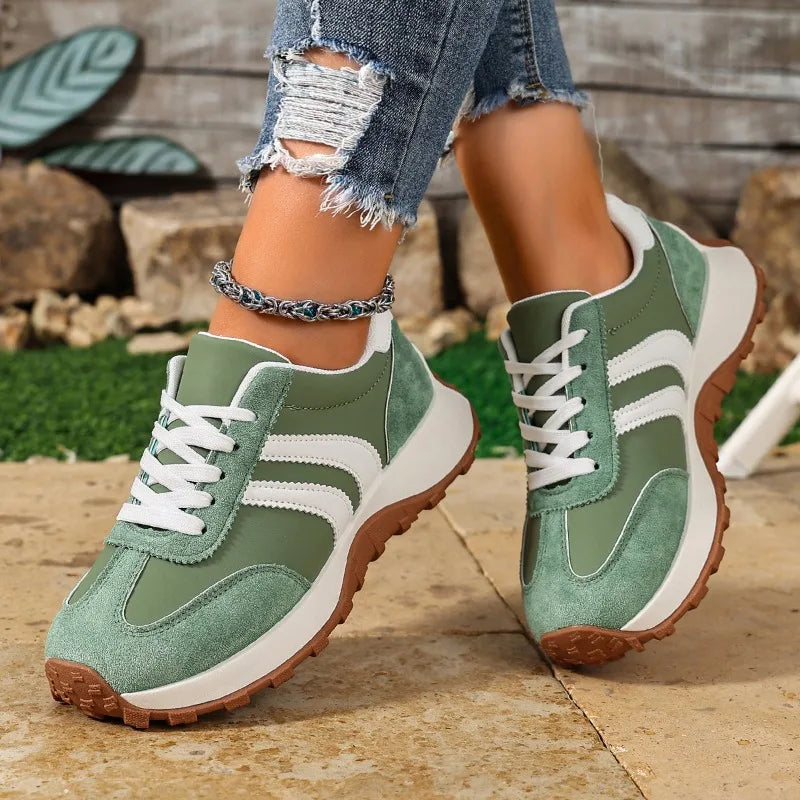 Tênis Feminino Casual Couro PU Antiderrapante e Confortável