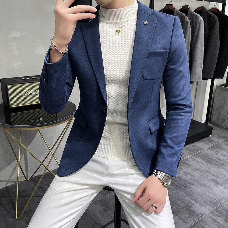 Blazer Social Masculino de Lã – Modelo Slim Fit com 1 Botão