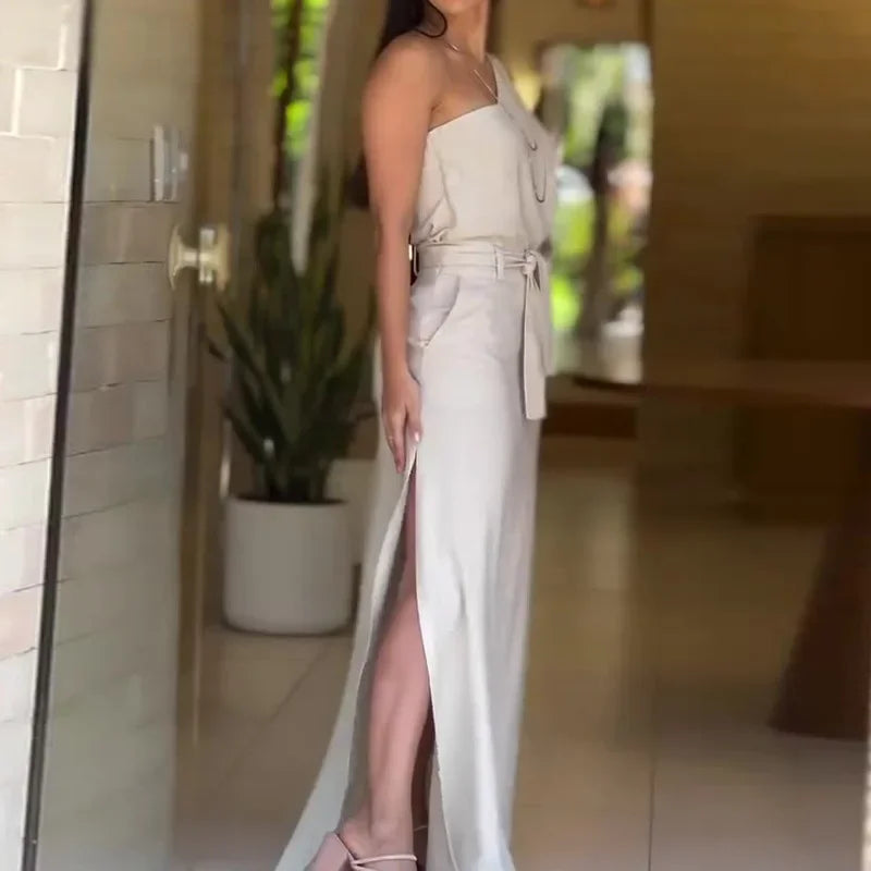 Conjunto Feminino Elegante Blusa e Saia Longa