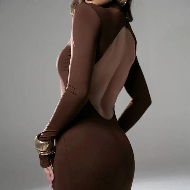 Vestido Longo Feminino Manga Comprida Costa Nua