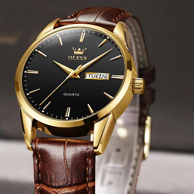 Relógio de Pulso Masculino de Quartzo Pulseira de Couro by Loja Bruna Modas