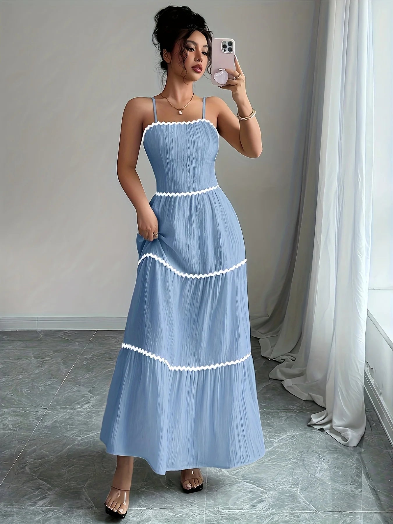 Vestido Longo Feminino Casual com Alças Finas