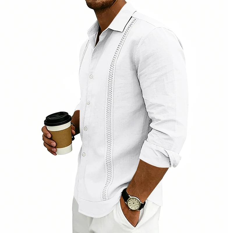 Camisa Masculina de Linho Listrada Rotalume