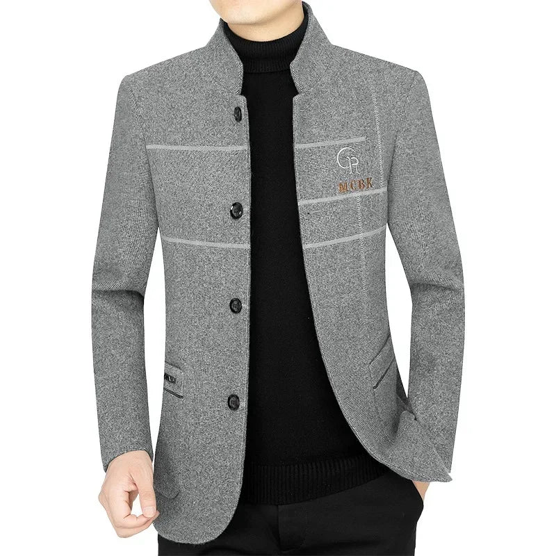 Blazer Masculino Casuais de Lã Slim Fit