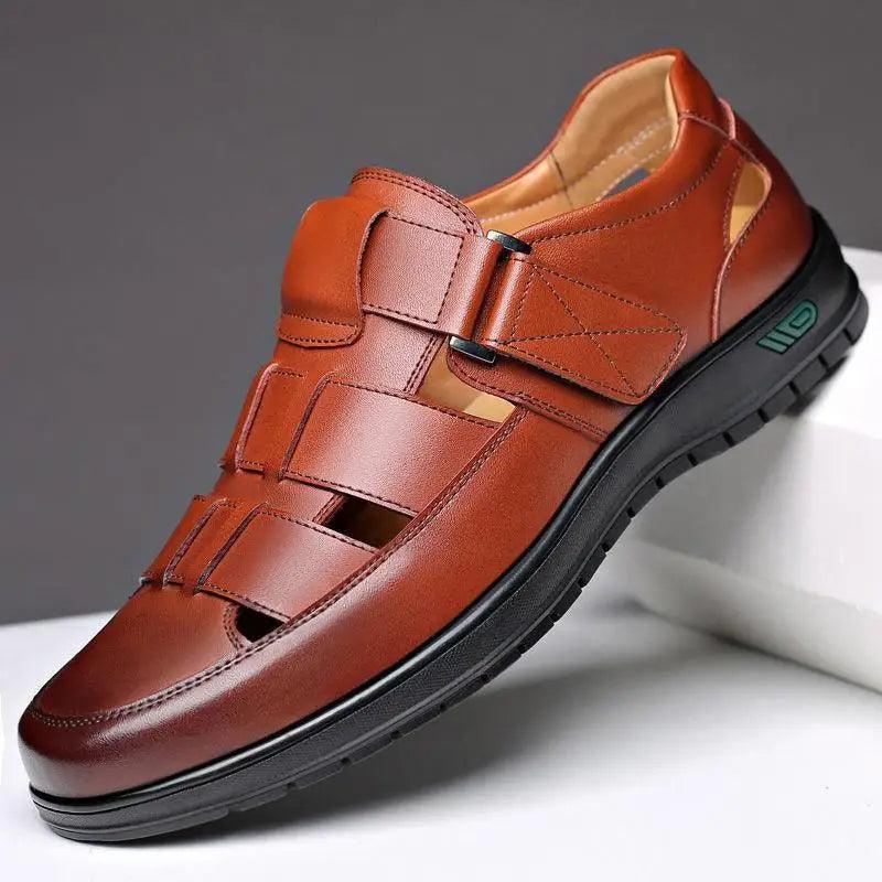 Sandália Masculina Casual em Couro Genuíno