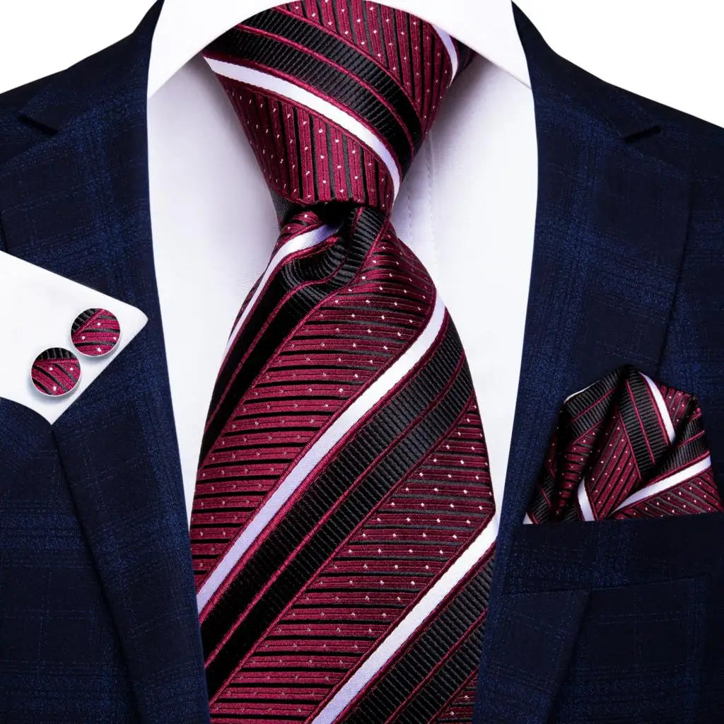 Conjunto Gravata Masculina com Lenço e Abotoaduras Social Elegante by Loja Bruna Modas