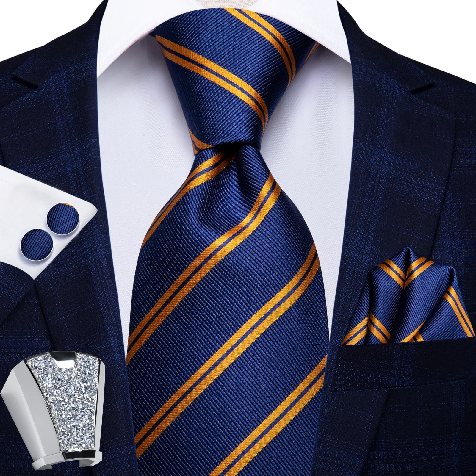 Gravata Masculina de Poliéster com Acessórios Design Exclusivo