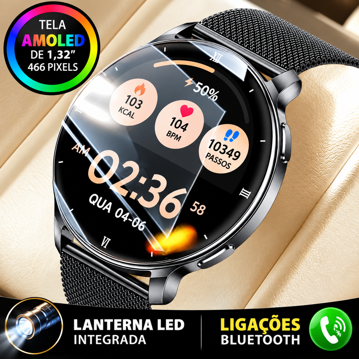 Smartwatch Feminino Esportivo AMOLED Viora