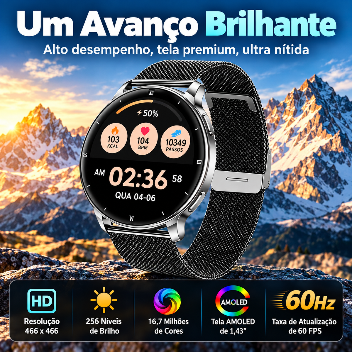 Smartwatch Feminino Esportivo AMOLED Viora