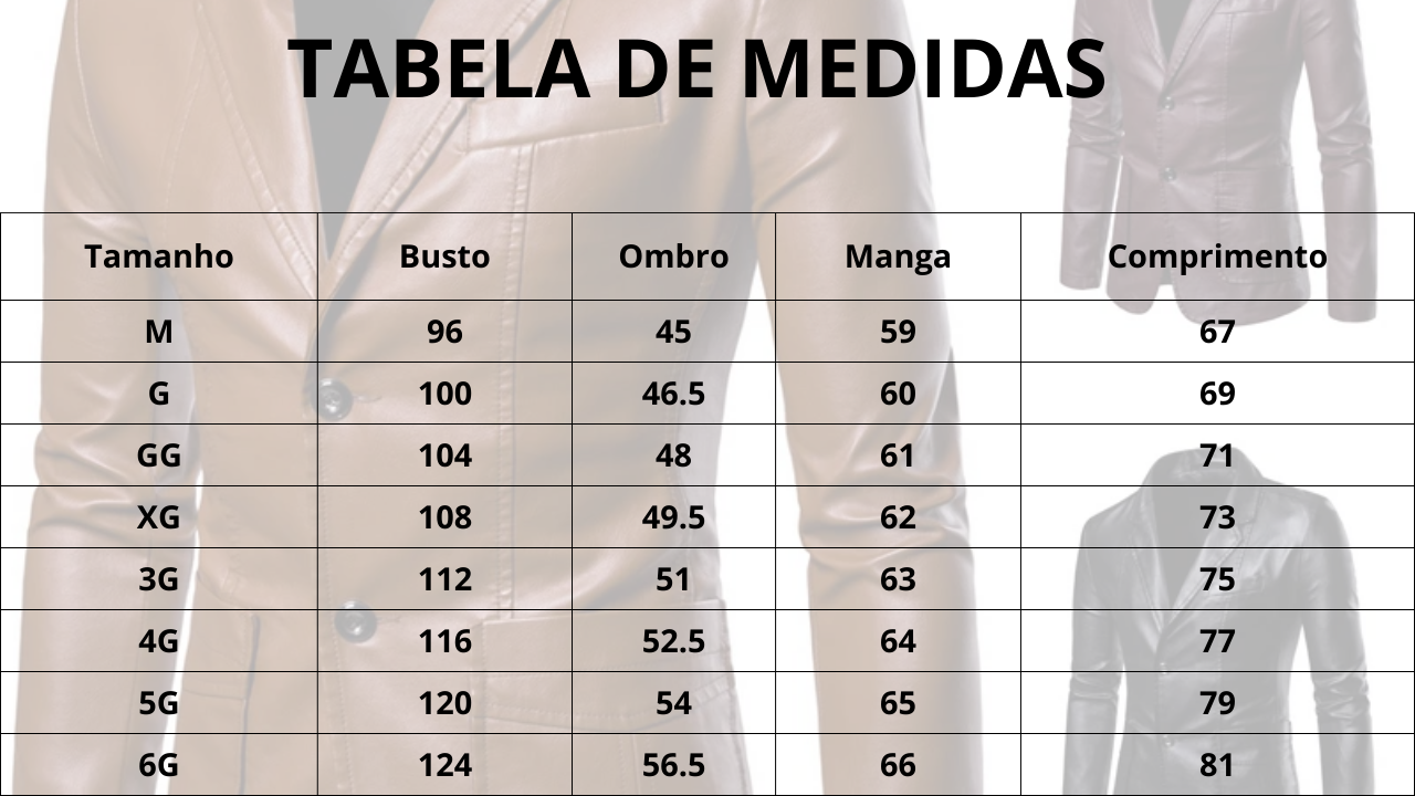 Blazer Masculino de Couro Sintético Slim fit