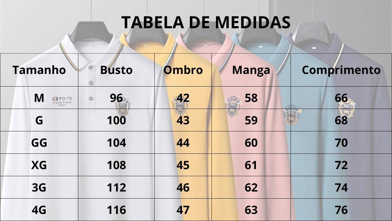 Camisa Polo Masculina Manga Comprida