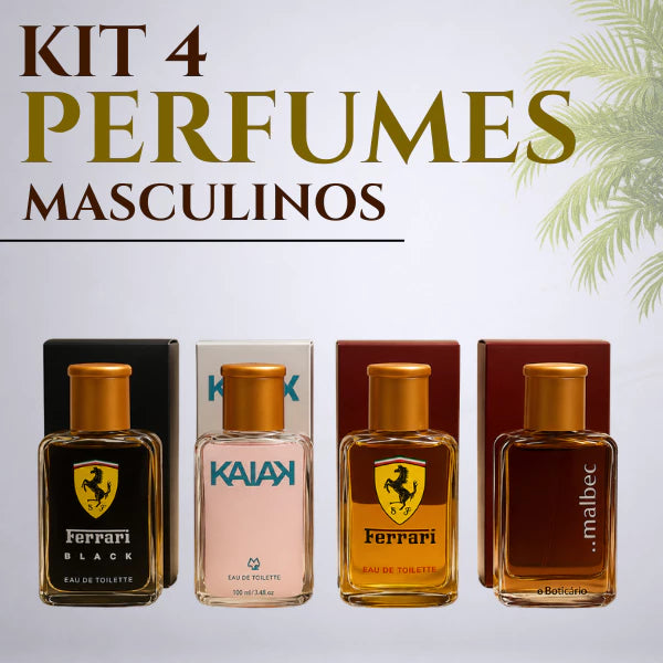 Kit de Perfumes Masculinos 4 Fragrâncias Noir Reserve