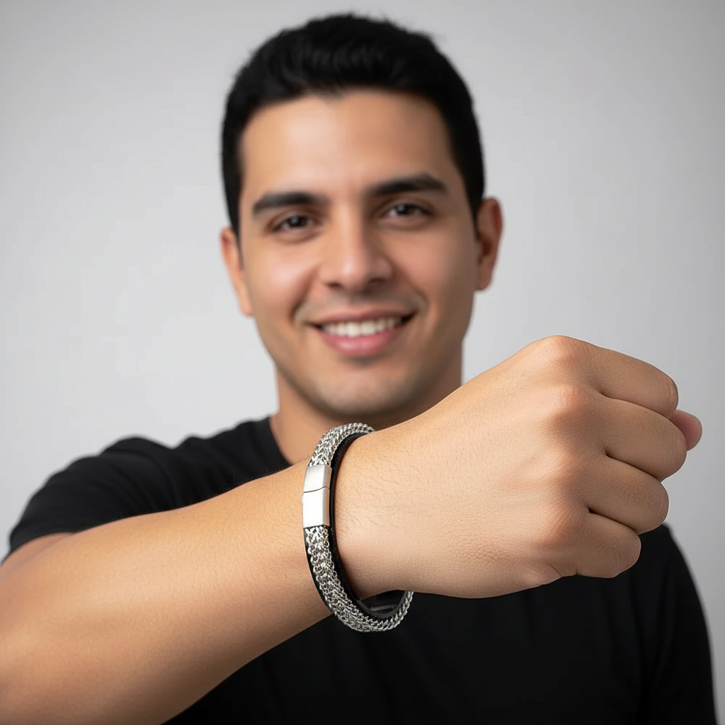 Pulseira Masculina Aço Inoxidável Kobra