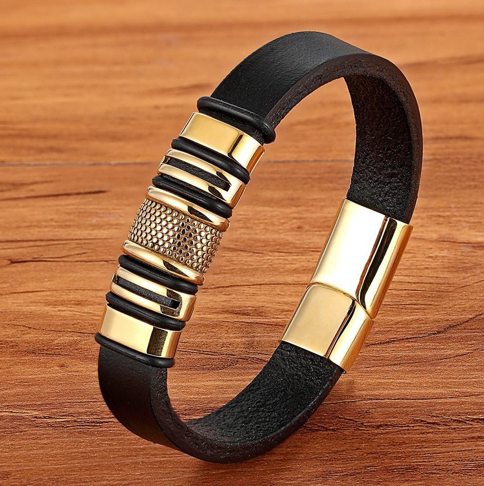 Pulseira Masculina de Couro Genuíno