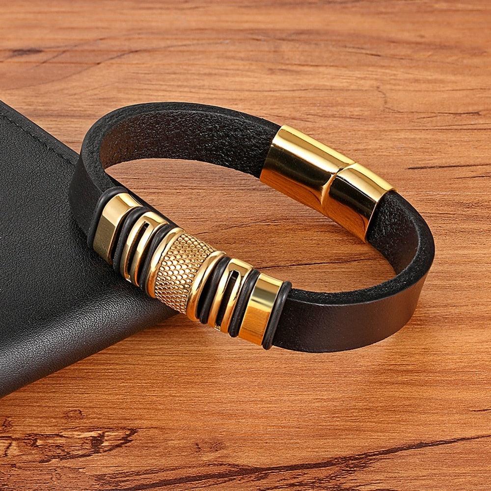Pulseira Masculina de Couro Genuíno