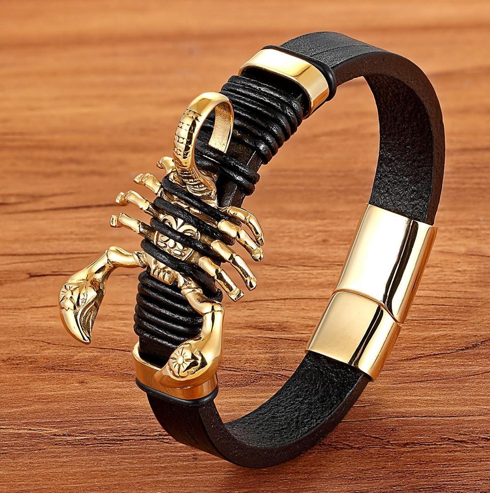 Pulseira Masculina de Couro Genuíno