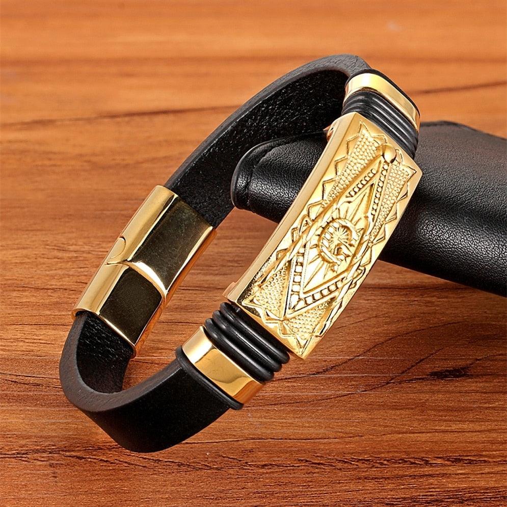 Pulseira Masculina de Couro Genuíno