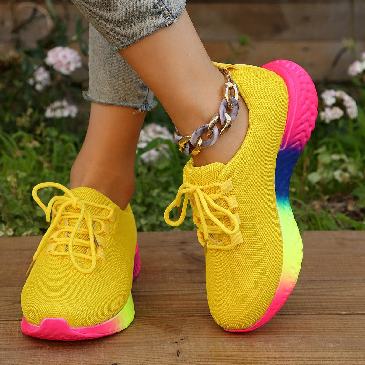 Tênis Feminino Casual Arco Íris Lace-UP - Tendência Primavera e Verão - Loja Bruna Modas