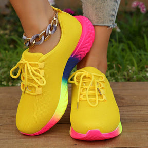 Tênis Feminino Casual Arco Íris Lace-UP - Tendência Primavera e Verão - Loja Bruna Modas