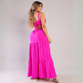 Vestido Longo Alcinha com Abertura nas Costas | Tendência Verão