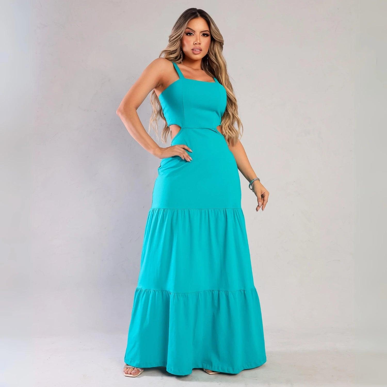 Vestido Longo Alcinha com Abertura nas Costas | Tendência Verão