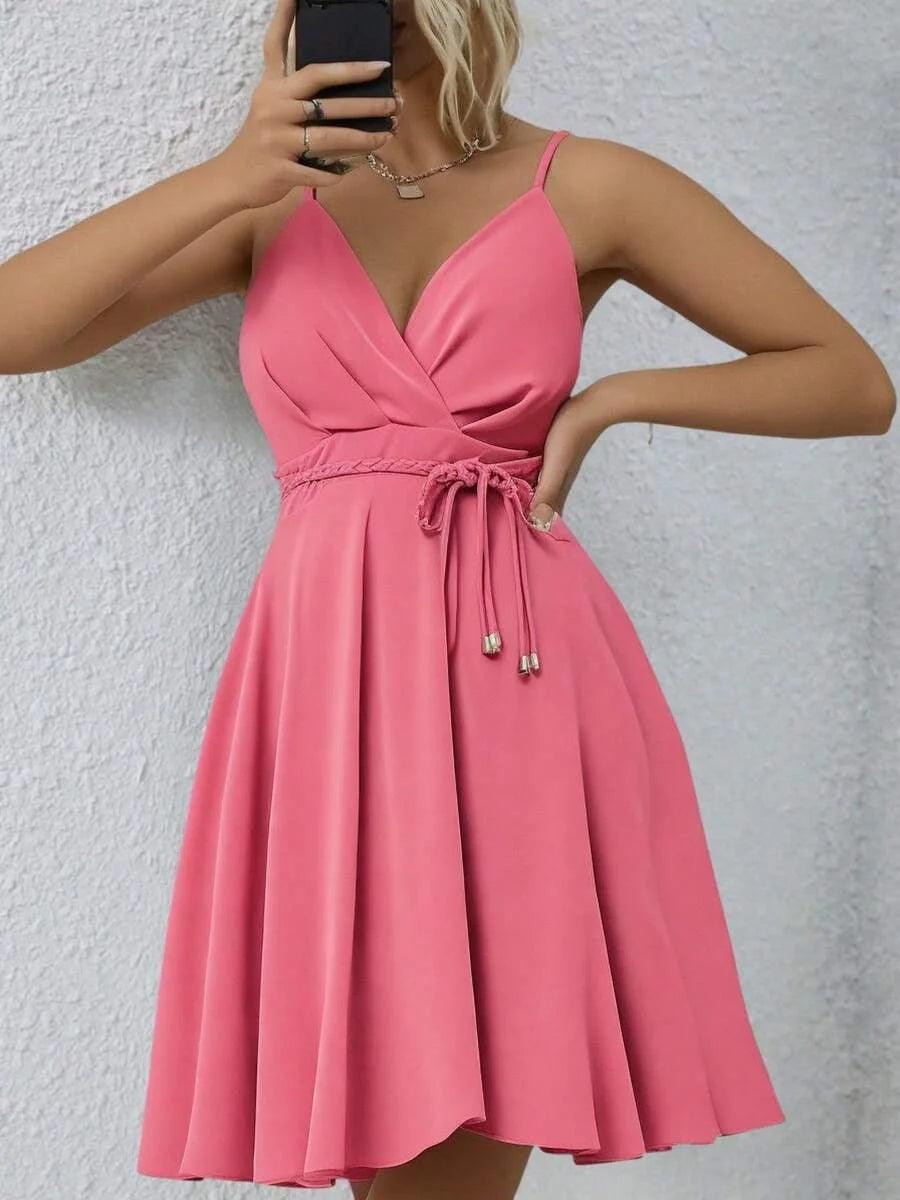 Vestido Feminino Elegante com Alça Regulável e Cinto
