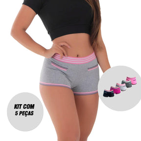 Kit 5 Calcinhas Short Algodão Penteado | Conforto e Estilo